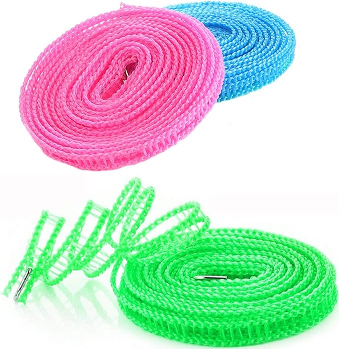 Foshine Clotheslines 1.64ft Length Clothes Drying Rope Portable Windproof 5m Clothesline for Camping Travel Indoor Outdoor Laundry Clothes Line