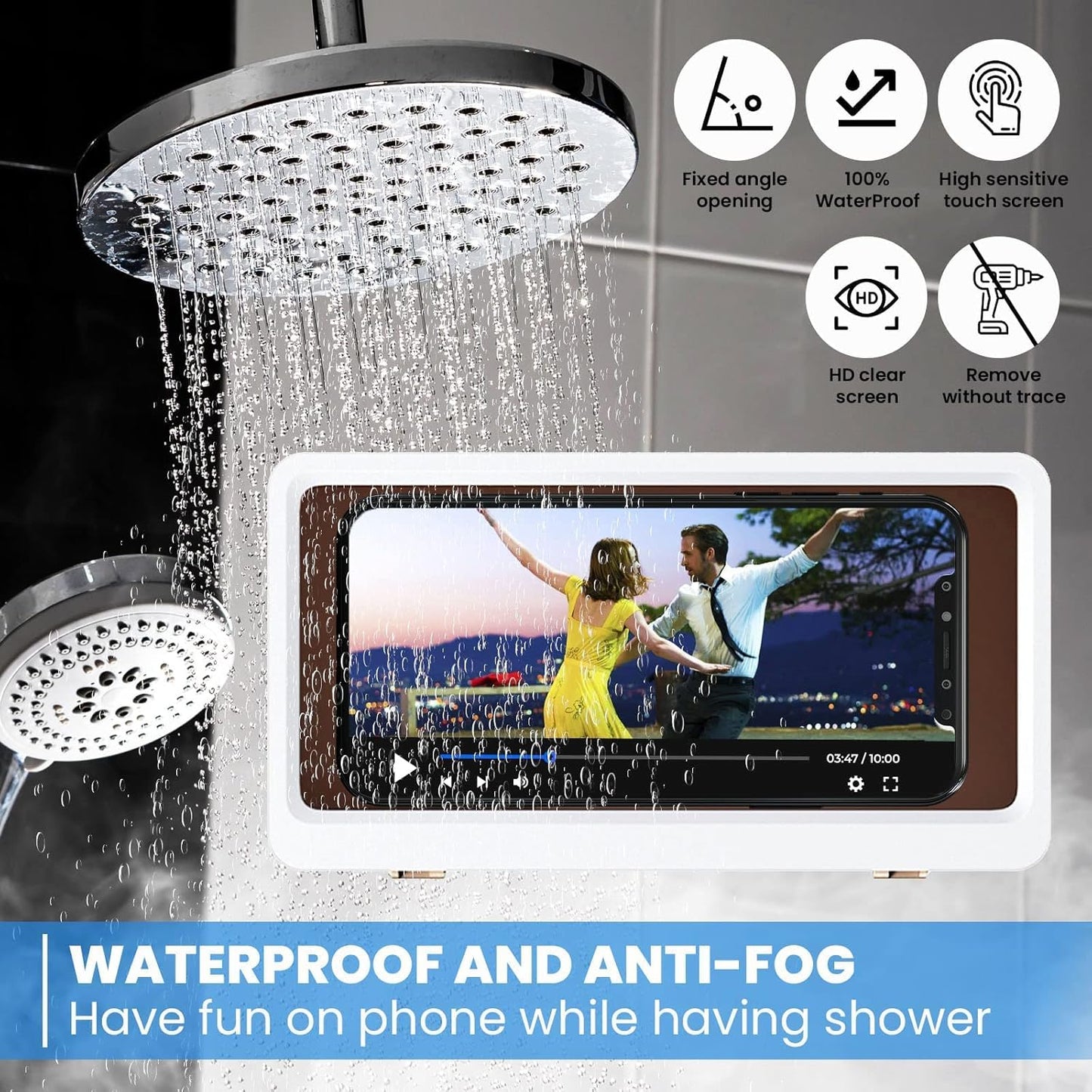 MCOIKY®360° Rotating Bathroom Phone Case Wall Mounted Shower Phone Holder