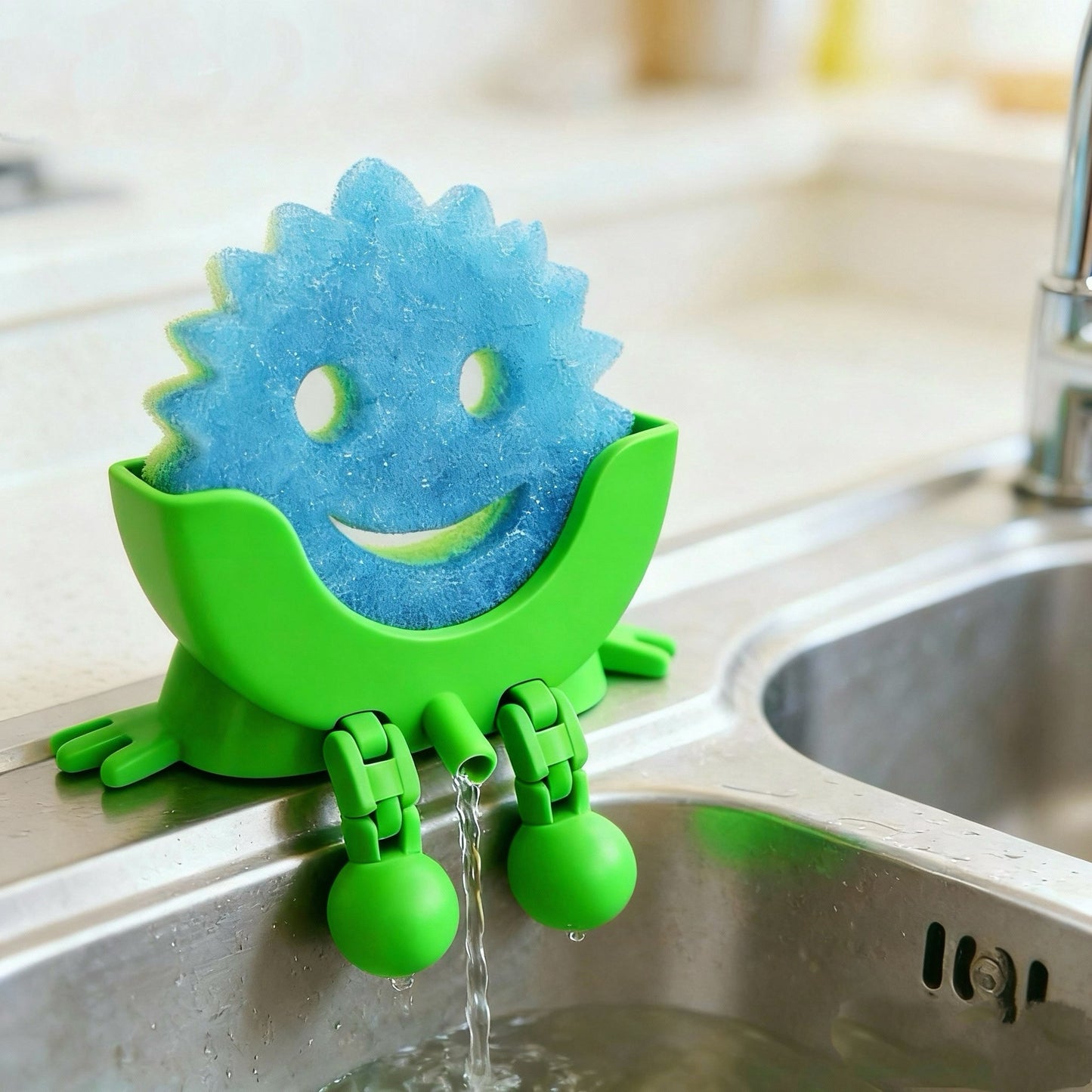 Cute Hanging Sponge Holder with Drainage – Keeps Your Sponge Dry & Smiling, For Scrub Daddy Holder, Funny Sponge Stand for Kitchen Sink, 3D Printing Countertop Sponge Holders