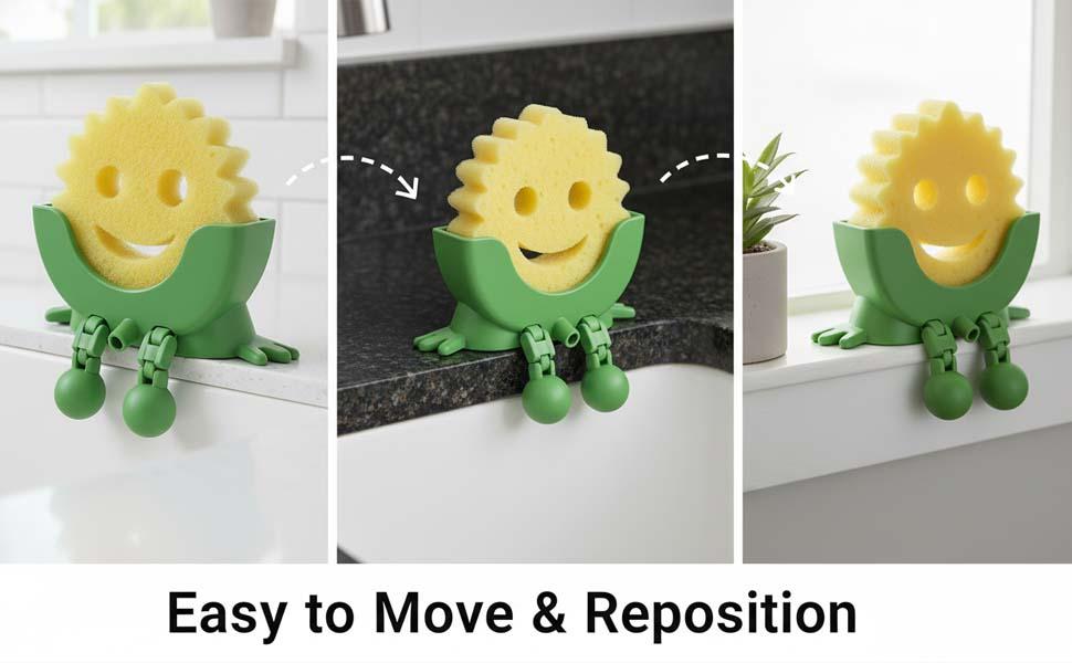 Cute Hanging Sponge Holder with Drainage – Keeps Your Sponge Dry & Smiling, For Scrub Daddy Holder, Funny Sponge Stand for Kitchen Sink, 3D Printing Countertop Sponge Holders