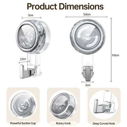 Suction Cup Hooks for Shower,Removable Shower Towel Hooks Suction Hooks No Drill Hook for Glass Door