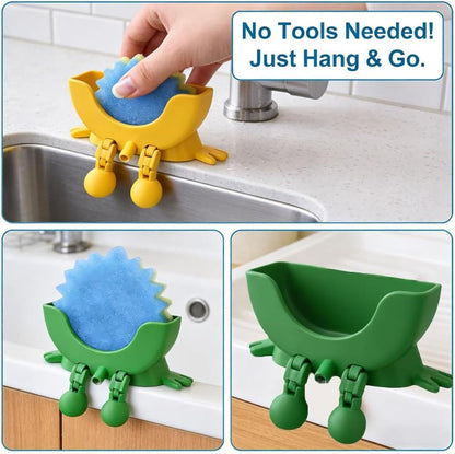 Cute Hanging Sponge Holder with Drainage – Keeps Your Sponge Dry & Smiling, For Scrub Daddy Holder, Funny Sponge Stand for Kitchen Sink, 3D Printing Countertop Sponge Holders