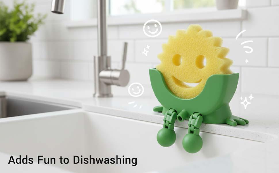 Cute Hanging Sponge Holder with Drainage – Keeps Your Sponge Dry & Smiling, For Scrub Daddy Holder, Funny Sponge Stand for Kitchen Sink, 3D Printing Countertop Sponge Holders