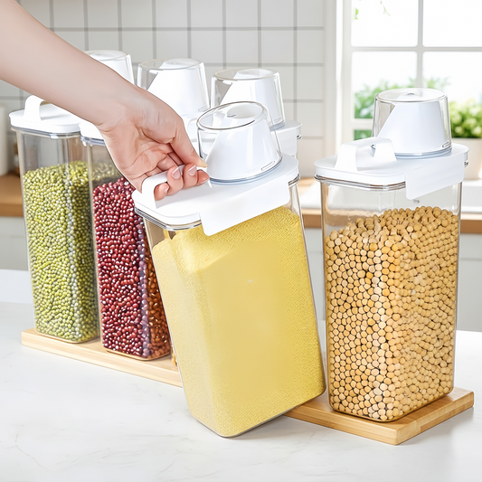 Airtight Grain Storage Container with Measuring Cup