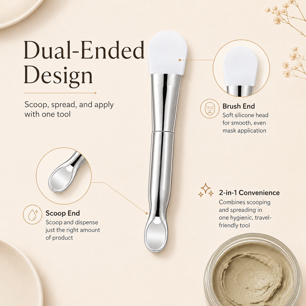 Premium 2-in-1 Silicone Face Mask Brush & Scoop