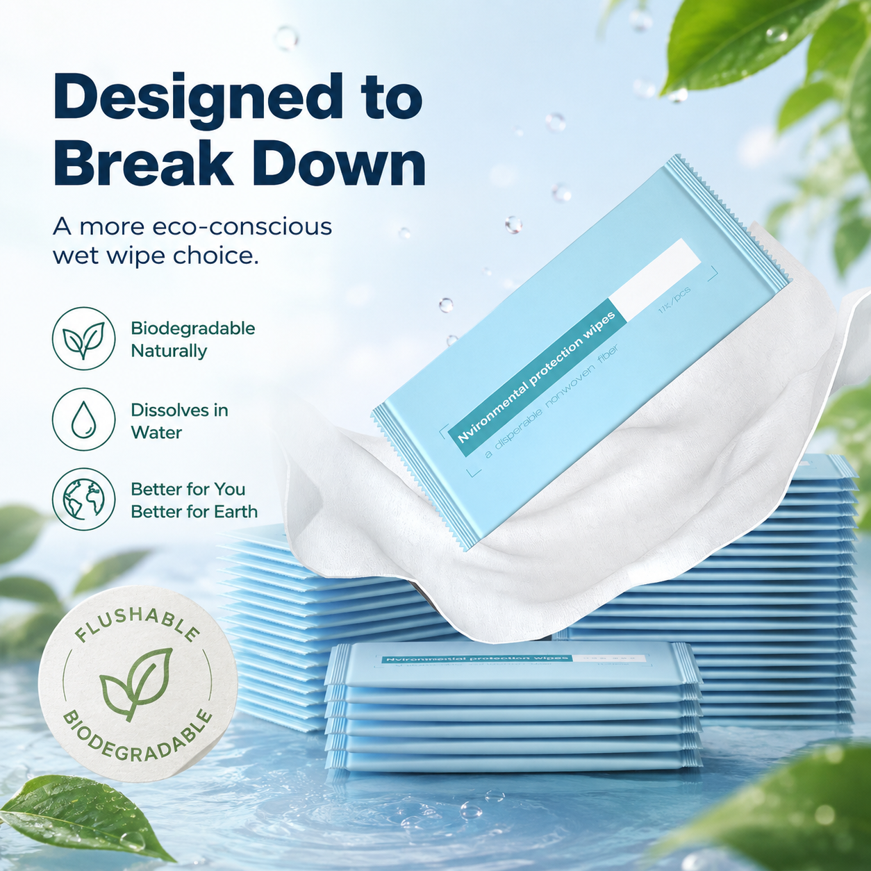 Zero-Clog Flushable Wet Wipes – Septic-Safe, Hypoallergenic & Cloud-Soft Daily Care