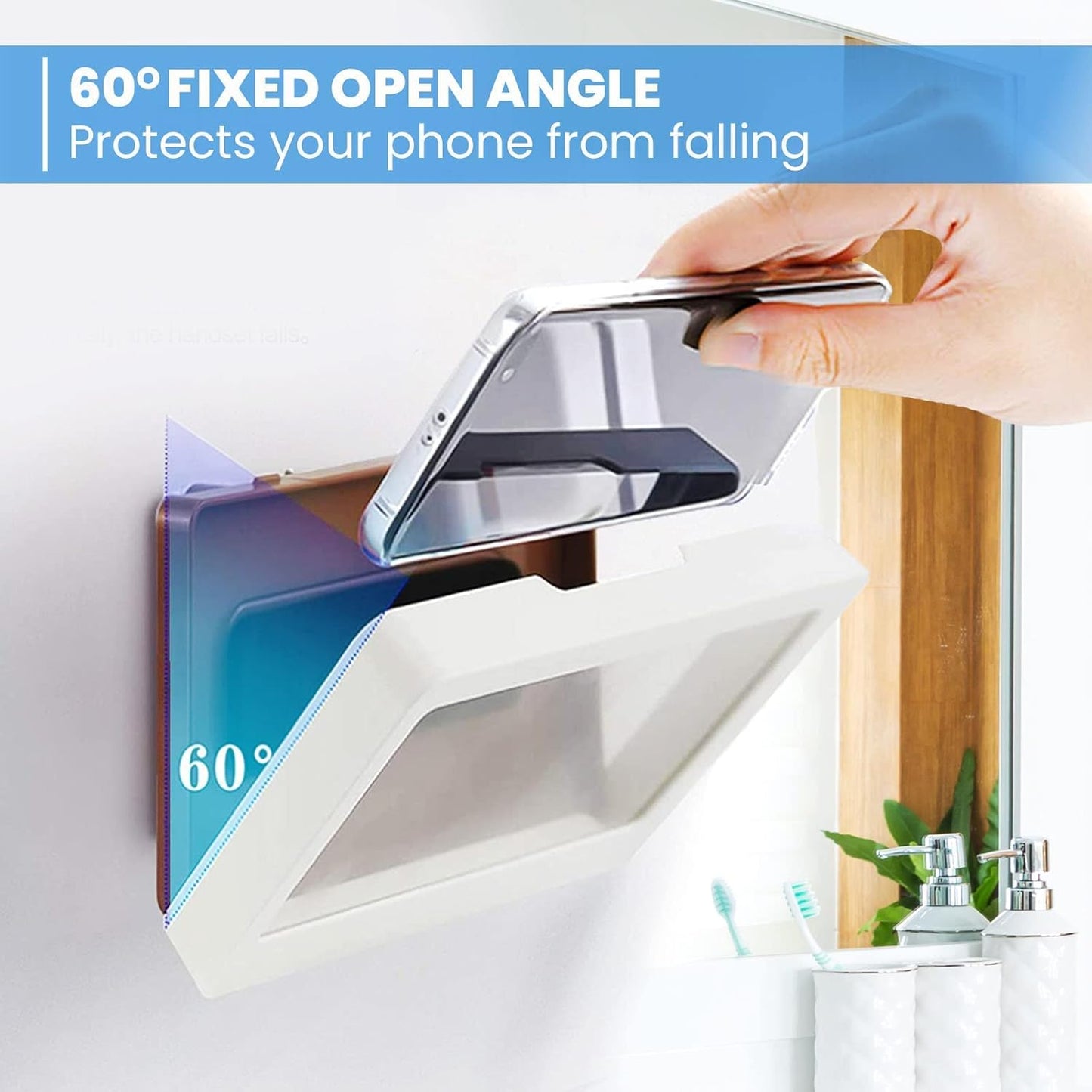 MCOIKY®360° Rotating Bathroom Phone Case Wall Mounted Shower Phone Holder