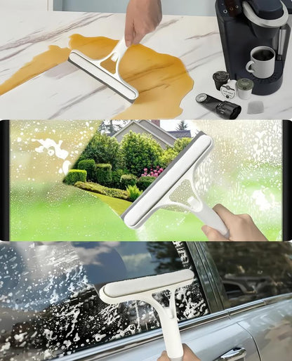 MCOIKY® 3 in 1 Window Cleaning Scraper, Squeegee and Scrubber with Spray