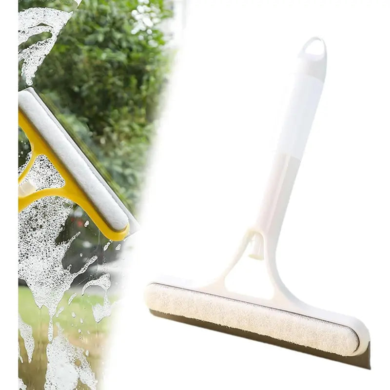 MCOIKY® 3 in 1 Window Cleaning Scraper, Squeegee and Scrubber with Spray