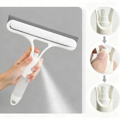 MCOIKY® 3 in 1 Window Cleaning Scraper, Squeegee and Scrubber with Spray