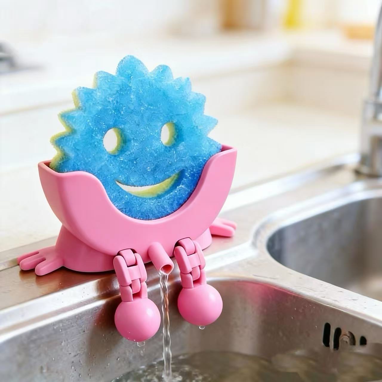 Cute Hanging Sponge Holder with Drainage – Keeps Your Sponge Dry & Smiling, For Scrub Daddy Holder, Funny Sponge Stand for Kitchen Sink, 3D Printing Countertop Sponge Holders
