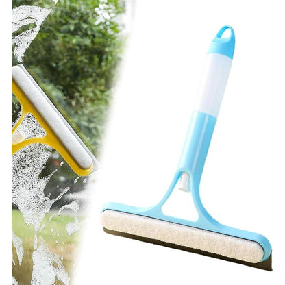 MCOIKY® 3 in 1 Window Cleaning Scraper, Squeegee and Scrubber with Spray